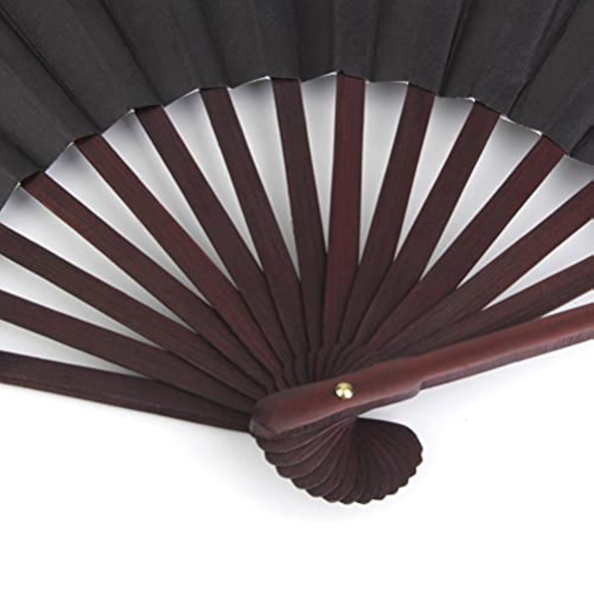 Black Handmade Bamboo Folding Fan, 1Pc